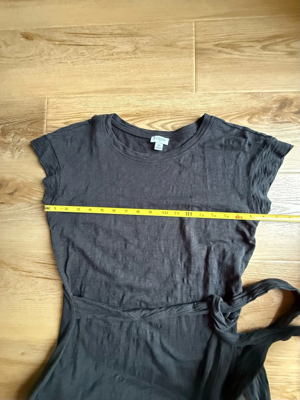 J. Crew Charcoal Black Tie-Waist Short Sleeve Tee Dress